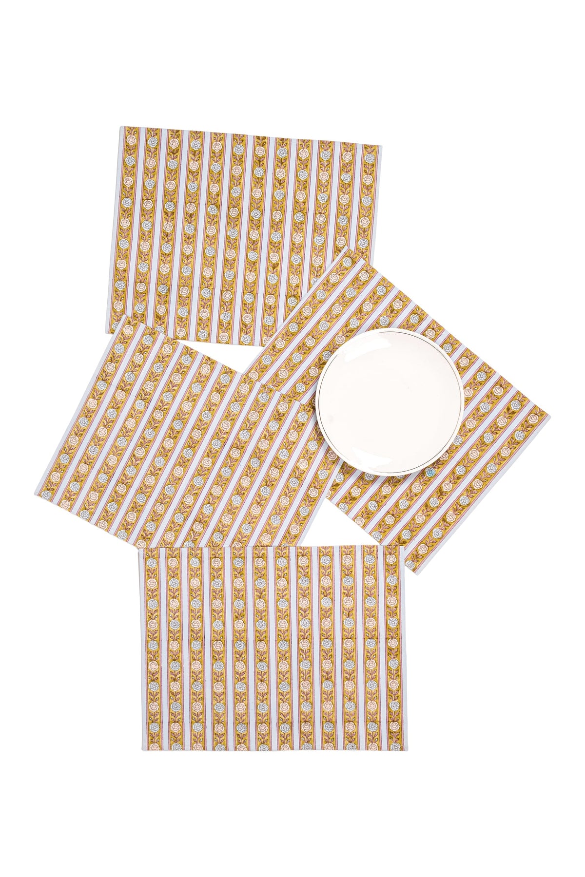 Vintage Floral Stripes Placemat, Set of 2
