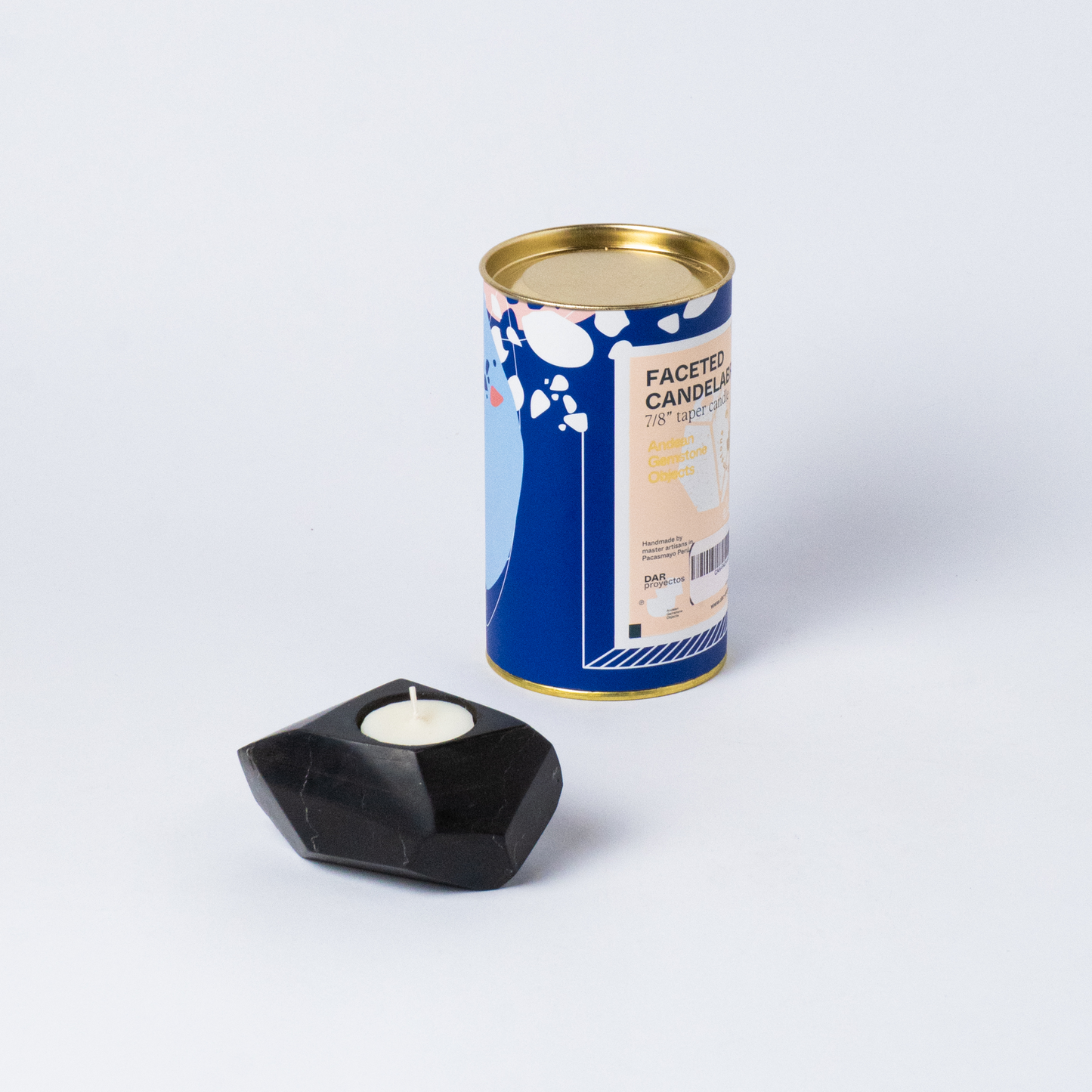 Gemstone faceted candelabra Black Onyx