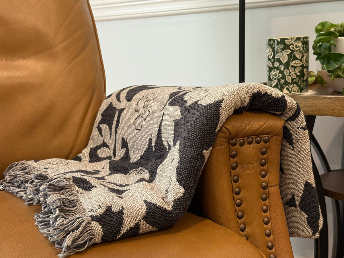Addy Delft Floral Jacquard Woven Throw Blanket