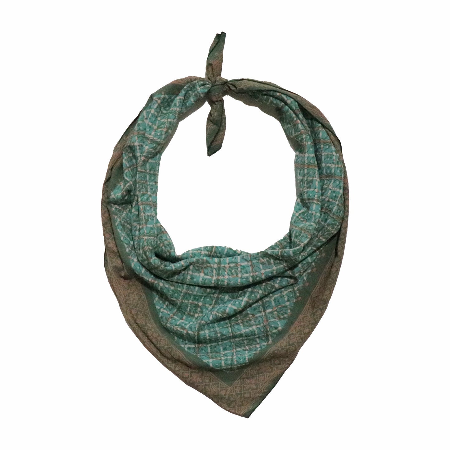 Large 39" Hand Dyed Batik Bandana - Leaf Grid