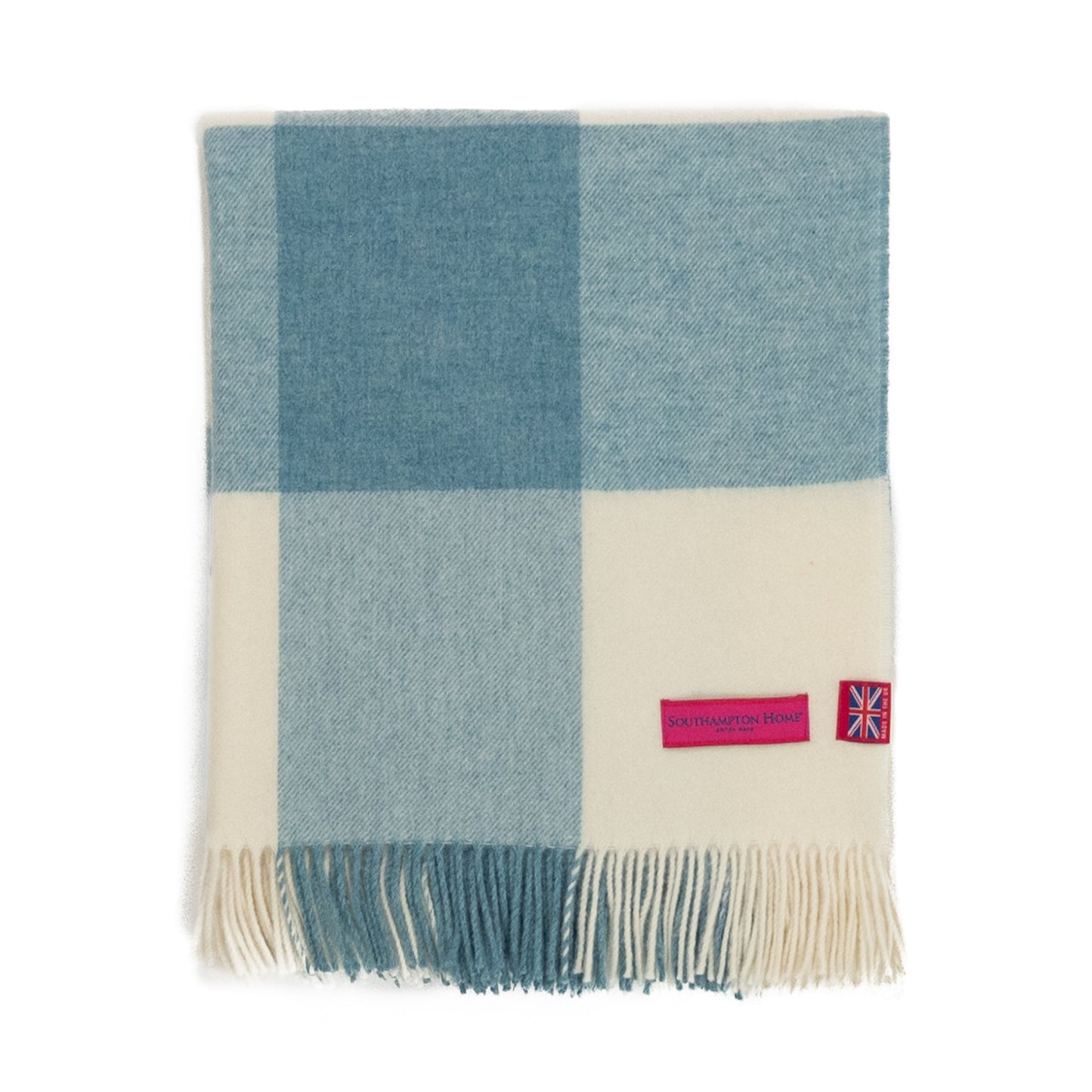 Southampton Home Merino Wool Throw – Block Sky | UK Made - Osadia Concept Store