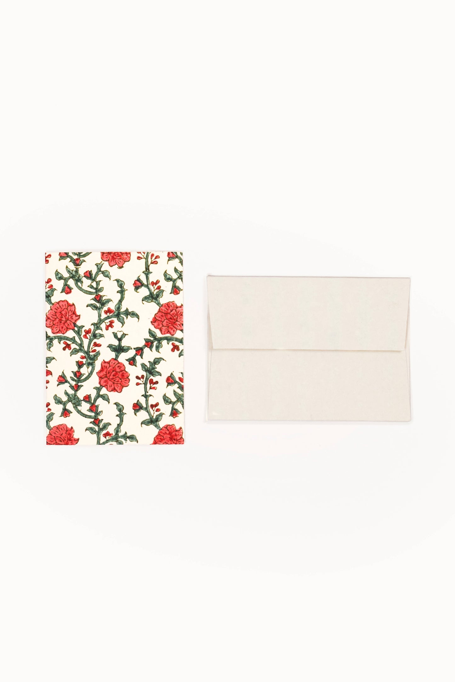 Hand Block Print Enveloped Holly & Berry Cards (Set of 6)