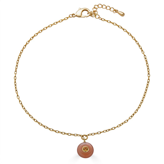 Peach Moonstone and Citrine Inlay Necklace