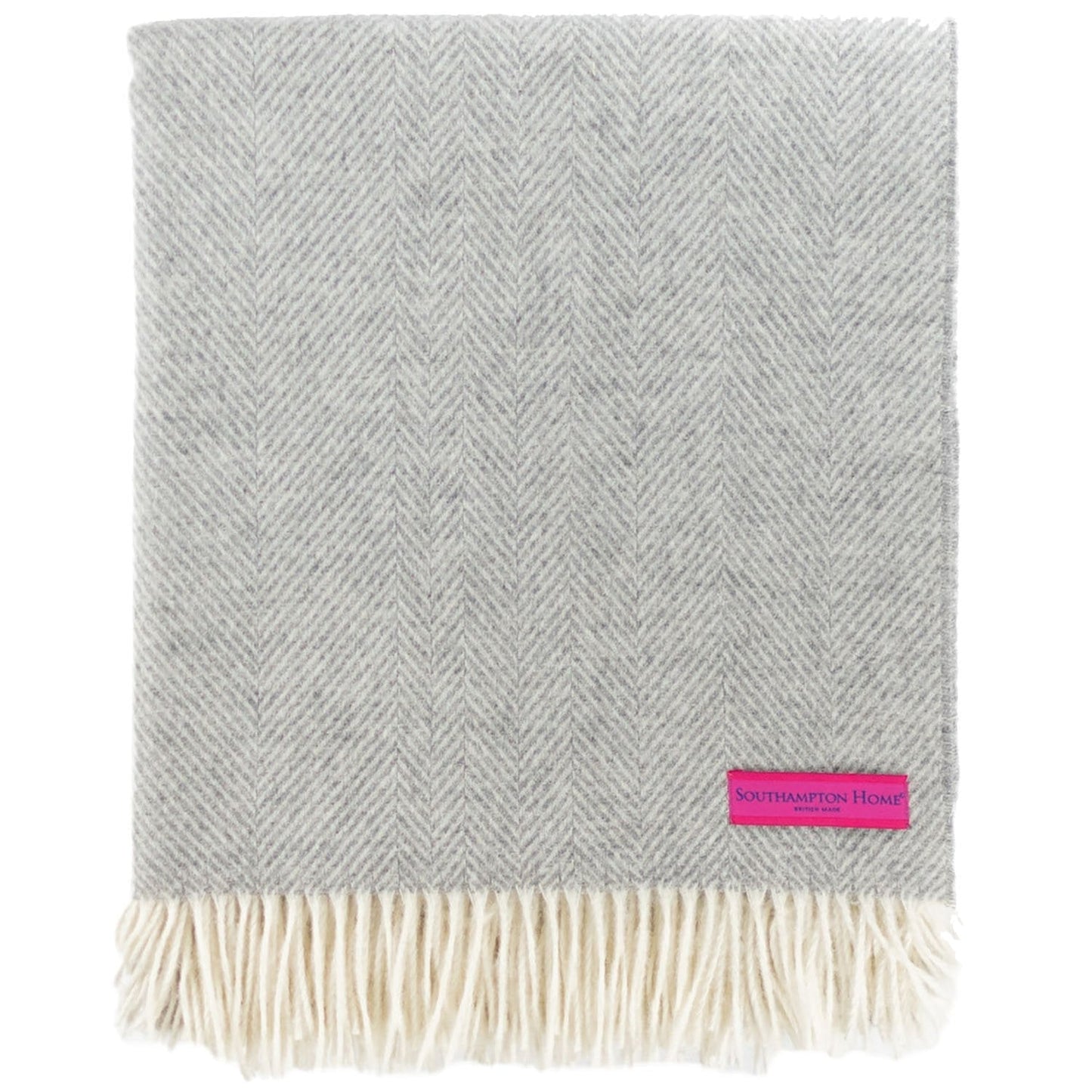 Southampton Home Merino Wool Herringbone Throw (Silver)