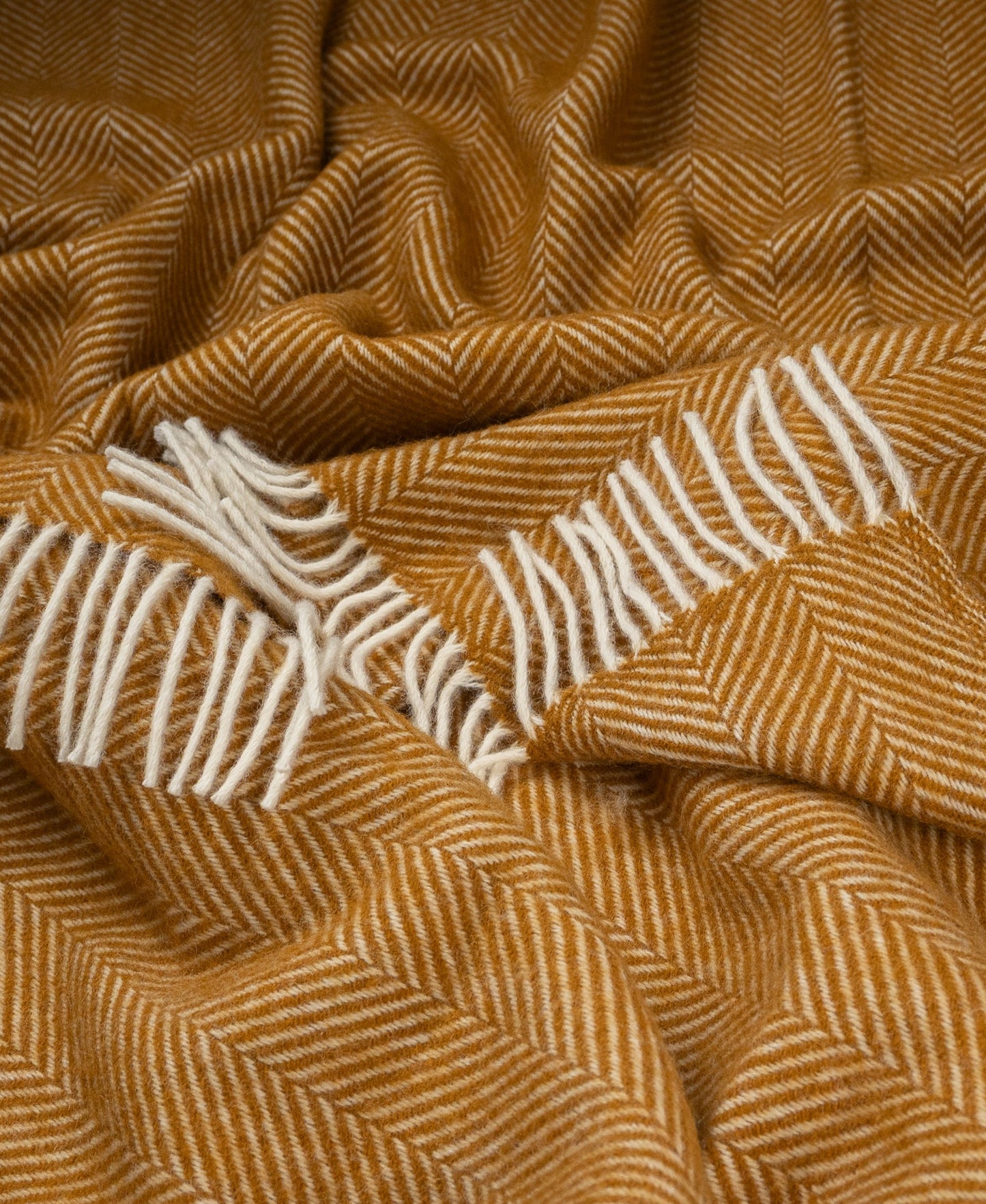 Highland Tweeds Herringbone Pure New Wool Throw ~ Whiskey ~