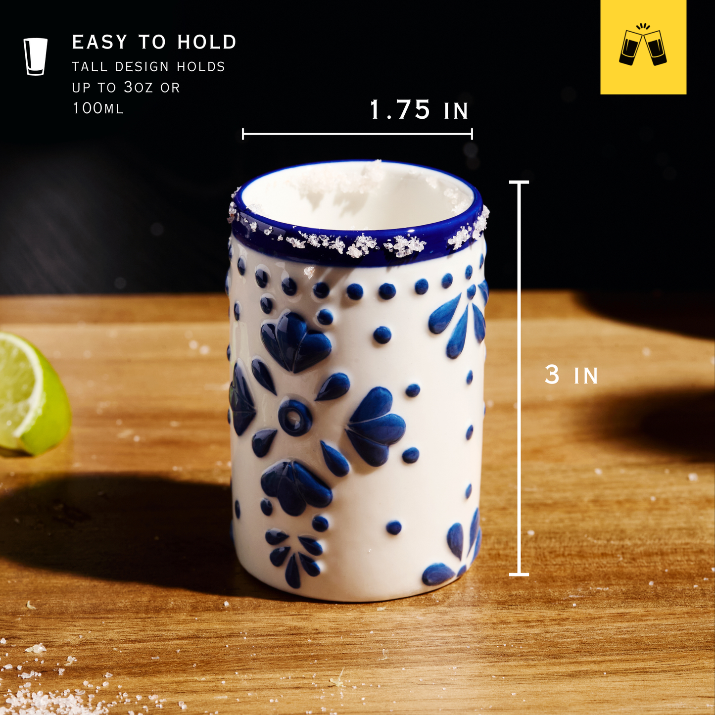 Talavera Floral Ceramic Shot Glasses (3oz)