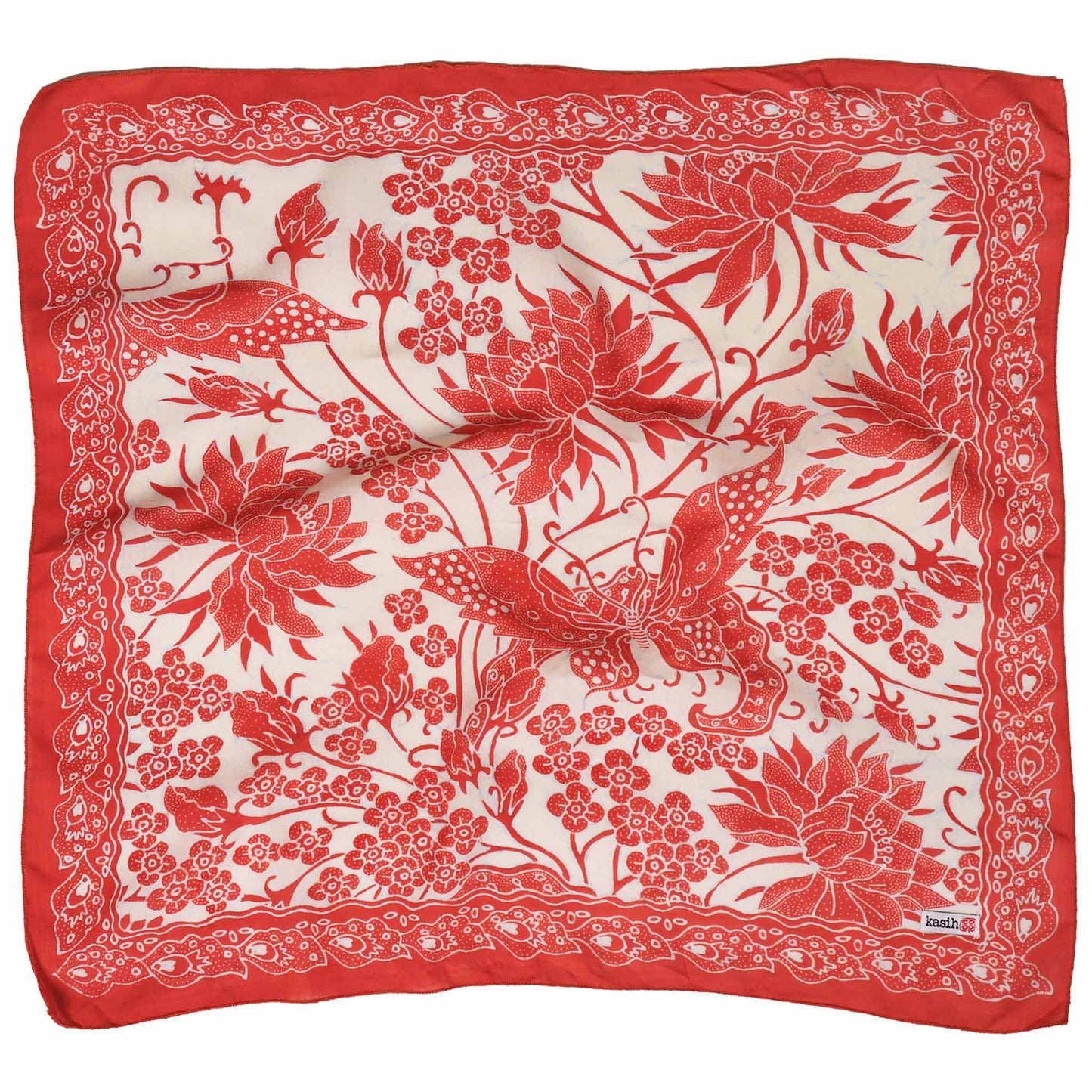 Fully Hand Drawn Batik Tulis Bandana, Lotus Blossom