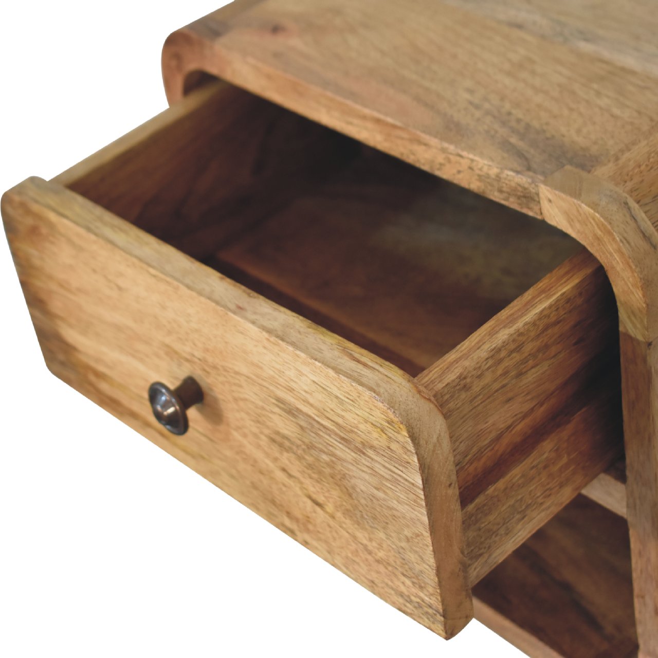 Solid Wood Mini Oak-ish Floating Open Bedside Table