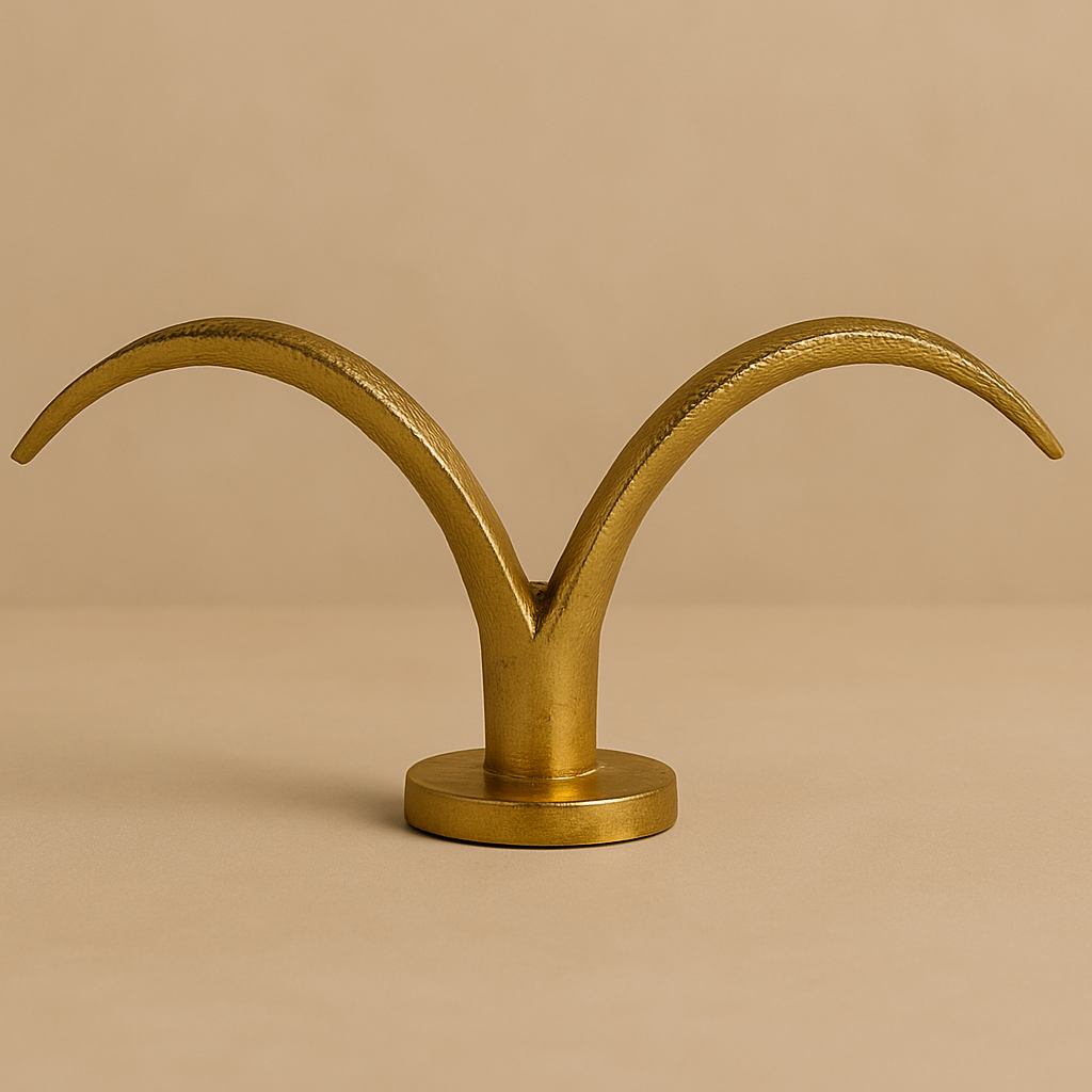 Raíz Studio Arc Wing Candle Holder – Hand-Cast Gold Metal Double Arch Candle Stand