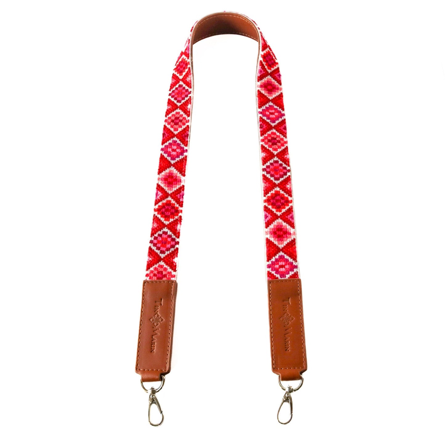 Mai Woven Bag Strap - Poppy with Leather