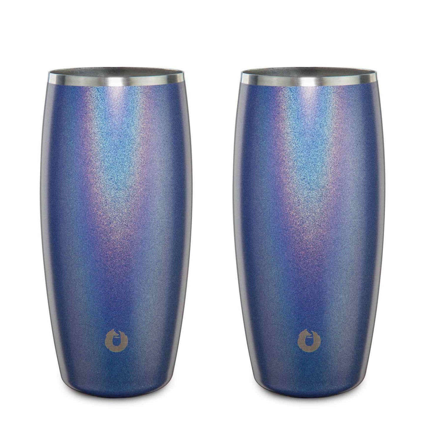 Stainless Steel Beer Glass Set, Set of 2 - Shimmer Blue