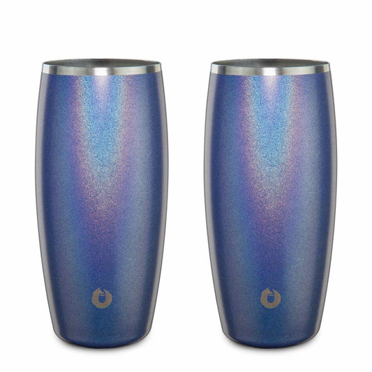 Stainless Steel Beer Glass Set, Set of 2 - Shimmer Blue