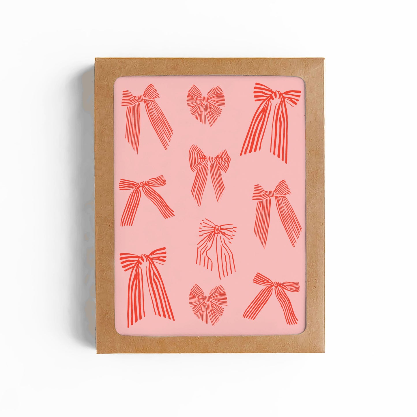 Red Bows Blank Card-Boxed Set of 8 Cards