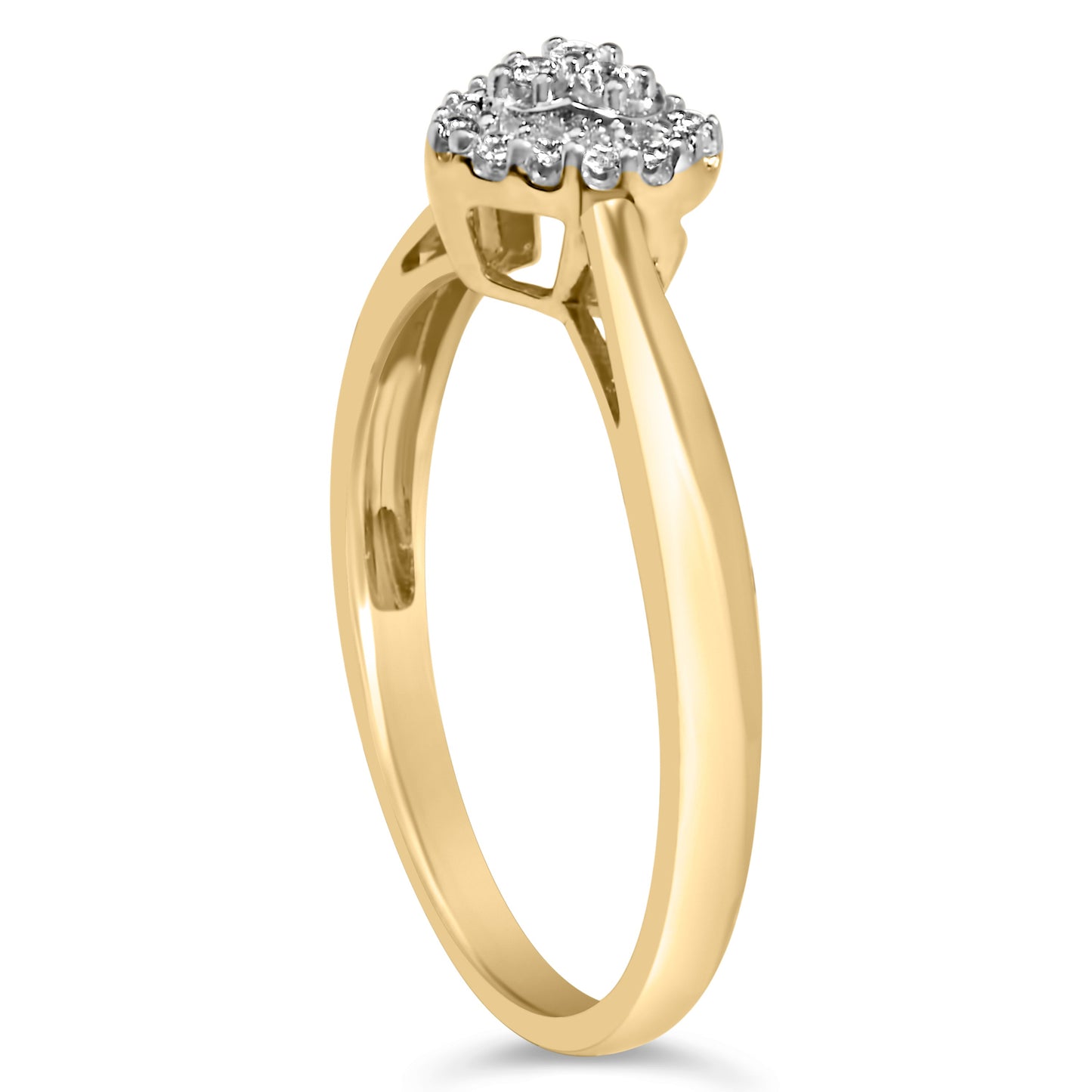 14K Yellow Gold Plated .925 Sterling Silver 1/10 Cttw Round-Cut Diamond Heart Engagement Ring (I-J Color, I3 Clarity) - Size 7