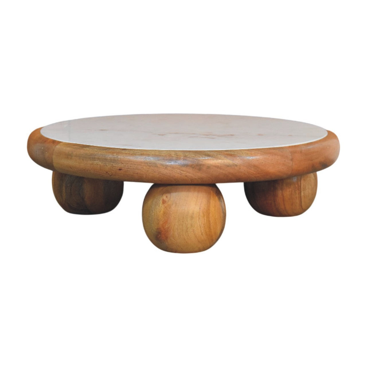 Solid Wood Bola Round Coffee Table, Brown