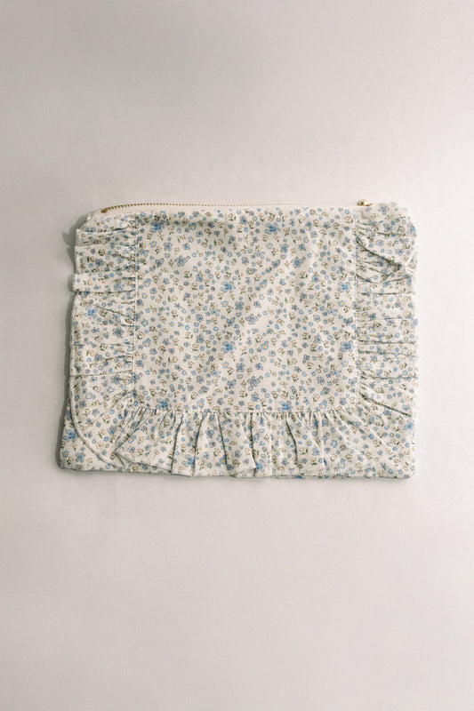 Vintage-Inspired Floral Pouch- Bluebell Breeze