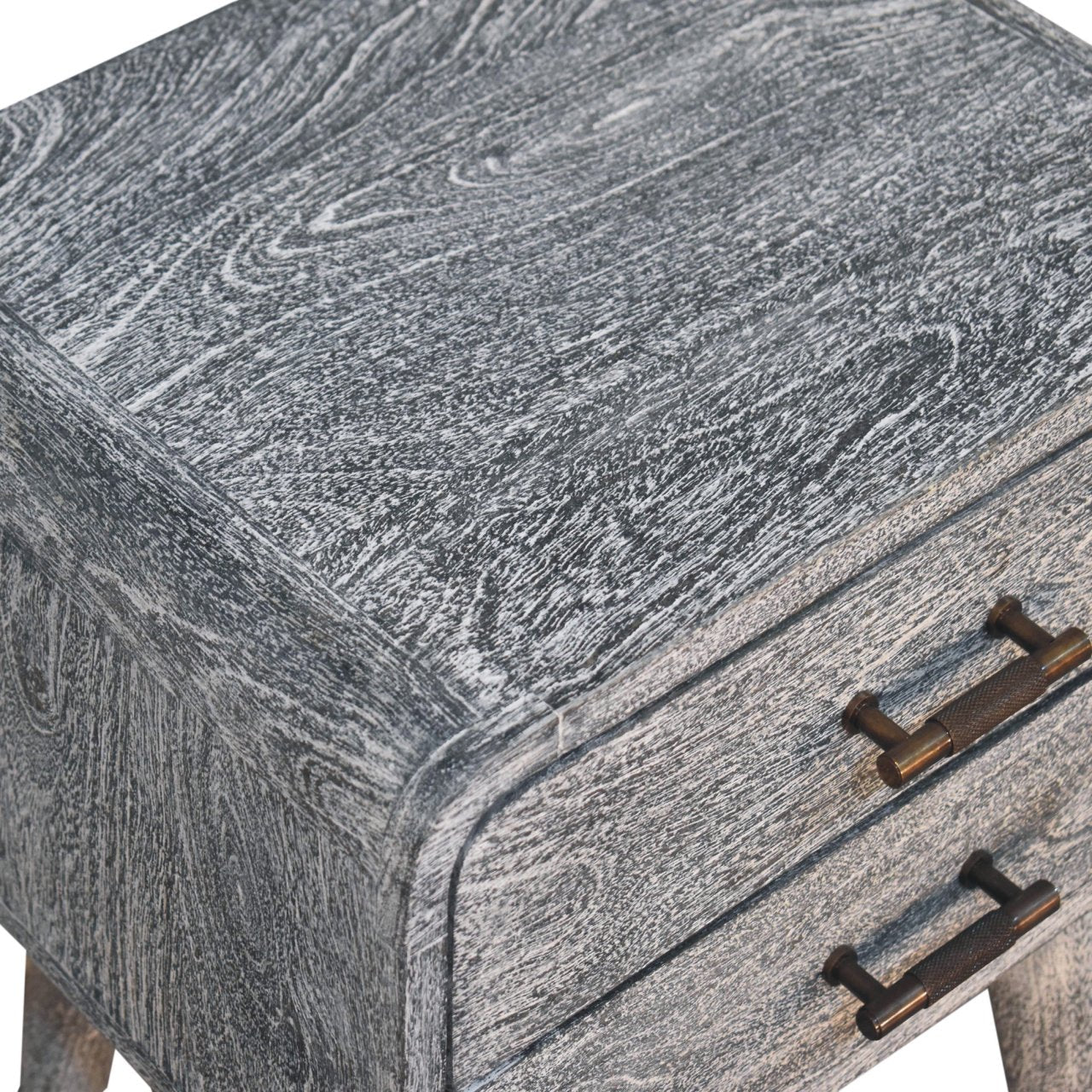 Solid Wood Sandblasted Ash Curved Bedside Table