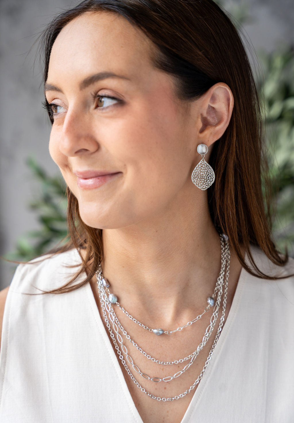 Silver Delicate Three Strand Necklace