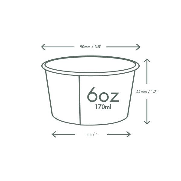 Vegware 6oz Soup Container 90-Series PLA Lined Compostable (QTY 1000), SKU SC-06G