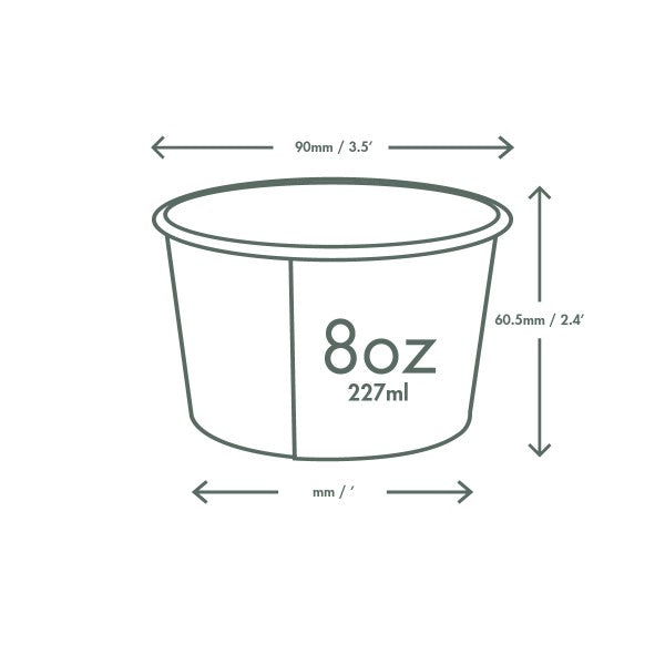 Vegware 8oz Compostable Soup Container 90-Series, White (QTY 1000), SKU SC-08G