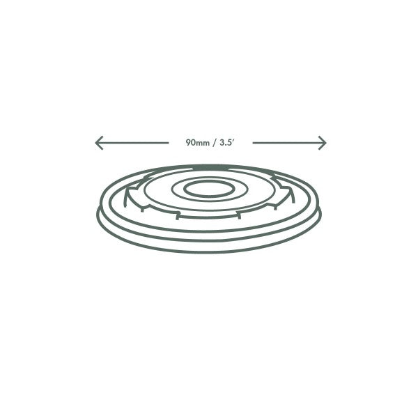 Vegware 90-Series Flat CPLA Lid, No Hole (QTY 1000), SKU VLID90S