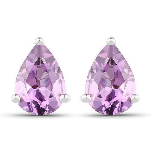 1.25 Carat Genuine Amethyst .925 Sterling Silver Earrings