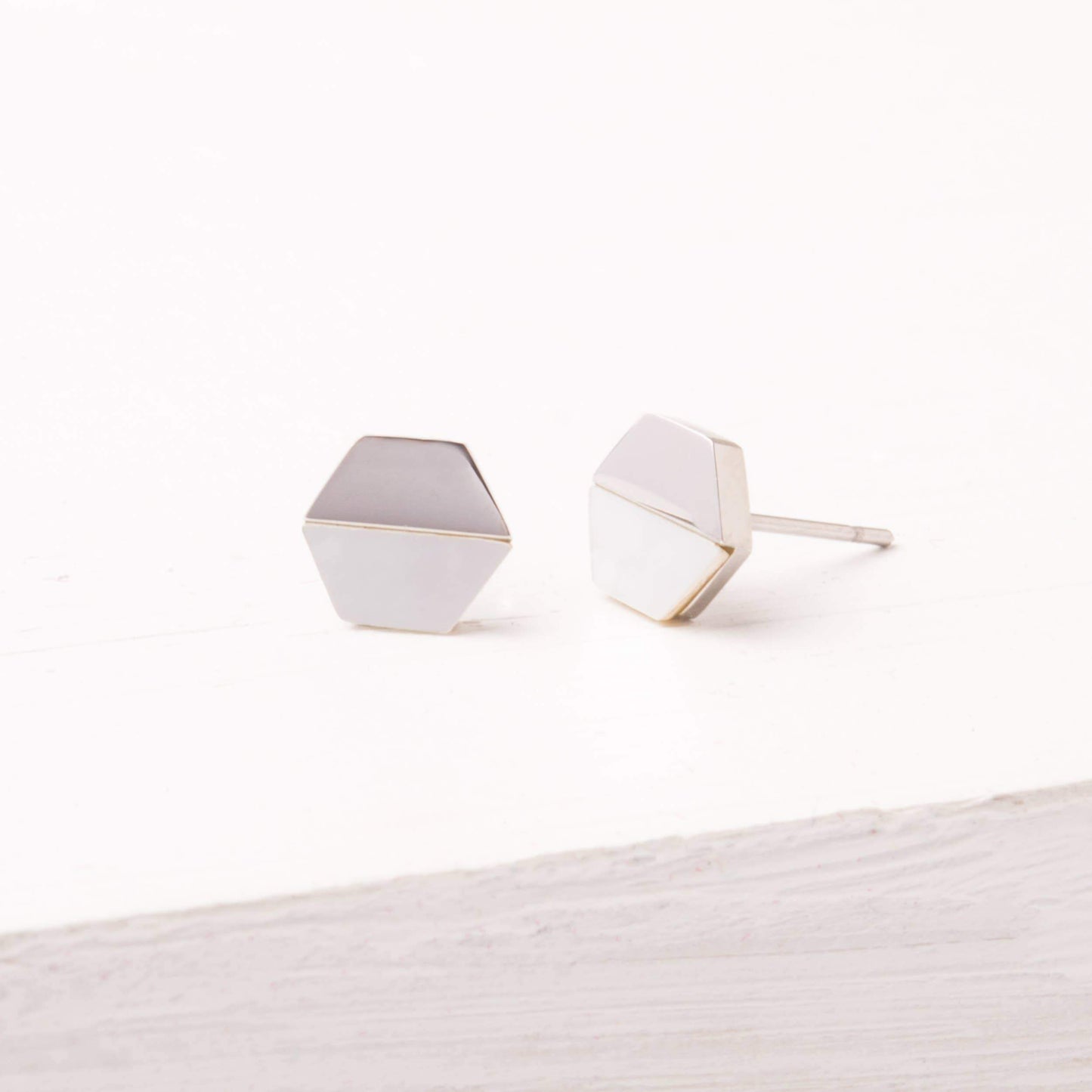 Dorothy Hexagon Shell Stud Earrings