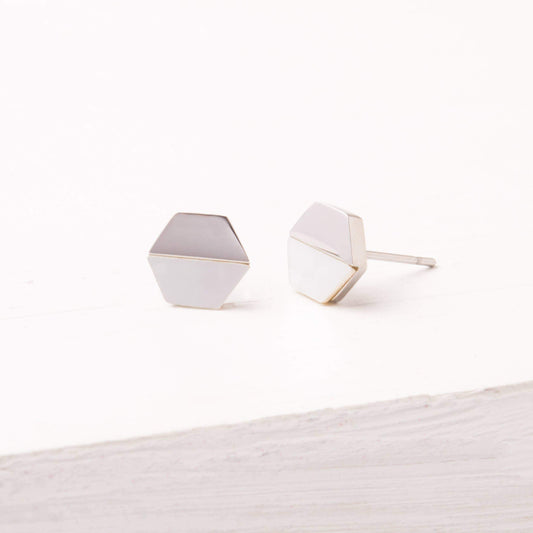 Dorothy Hexagon Shell Stud Earrings