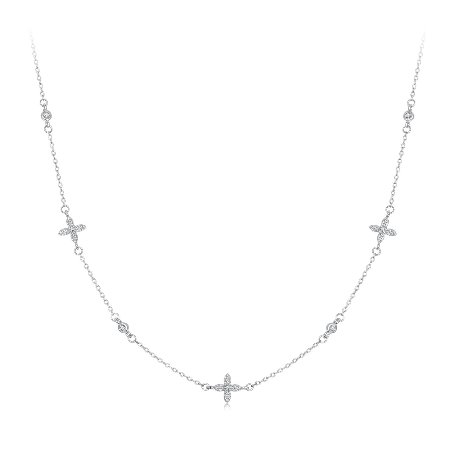 925 Sterling Silver White Gold Plated CZ Pendant Necklace for Women