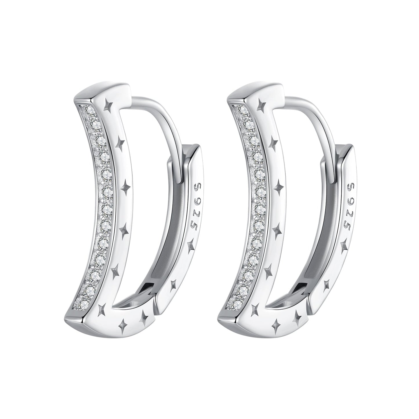 925 Sterling Silver Pave Setting CZ White Gold Plated Earrings for Women