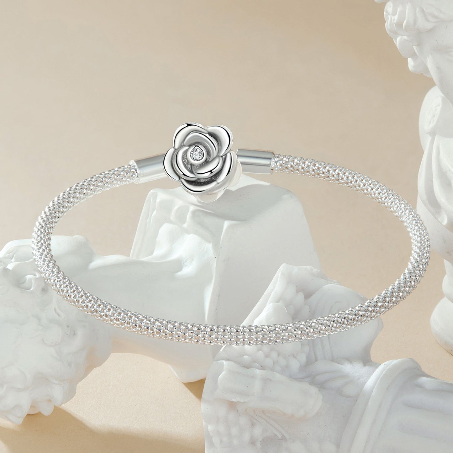 925 Sterling Silver Bracelet with Oxidized Finish and CZ 17.0 cm