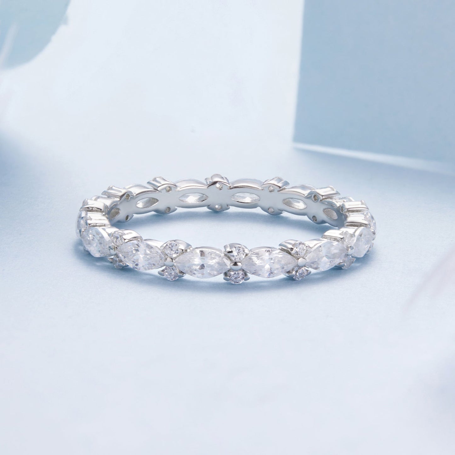 925 Sterling Silver White Gold Plated 0.26cm CZ Ring Size 6.0 for Women