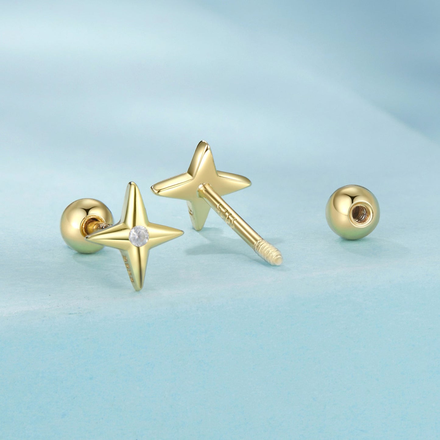 925 Sterling Silver Pavé CZ Gold Plated Earrings