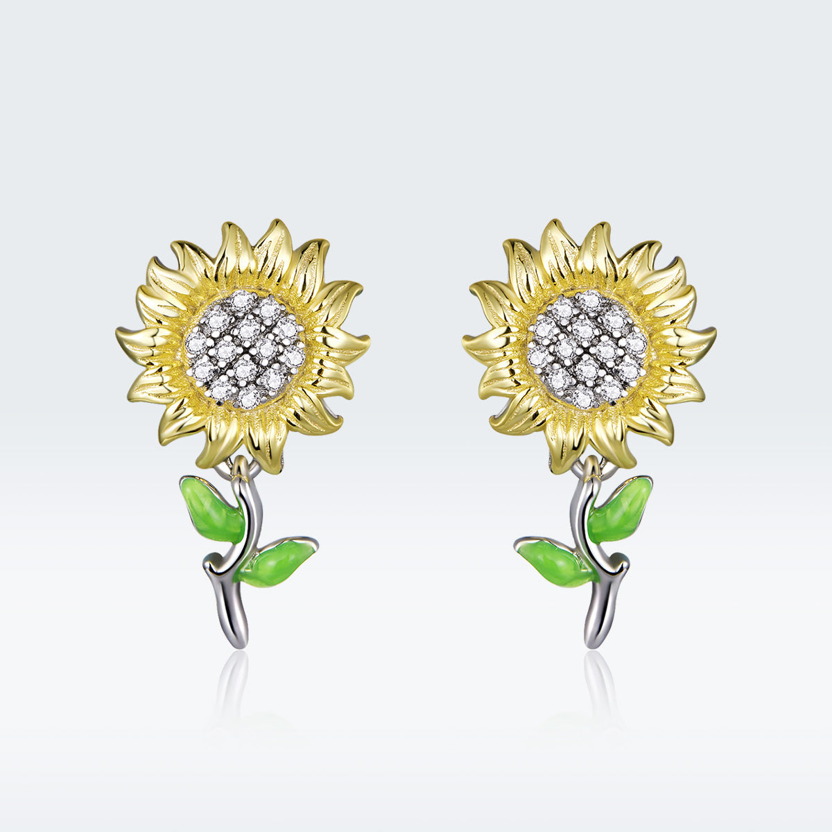 925 Sterling Silver Plated Gold Earrings with Enamel Process