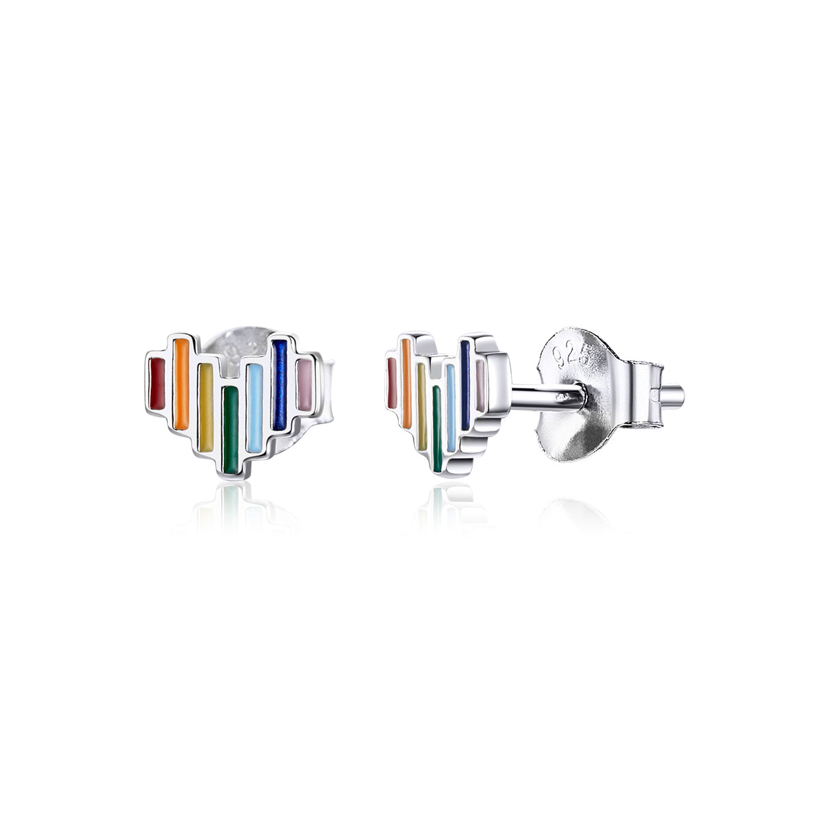 925 Sterling Silver Plated Platinum Earrings 0.5x0.6cm