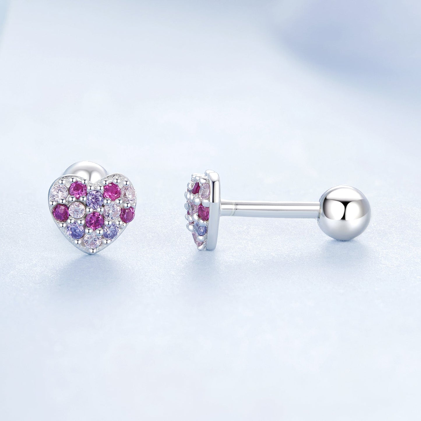 925 Sterling Silver Earrings with Pavé Setting CZ in White Gold for Women