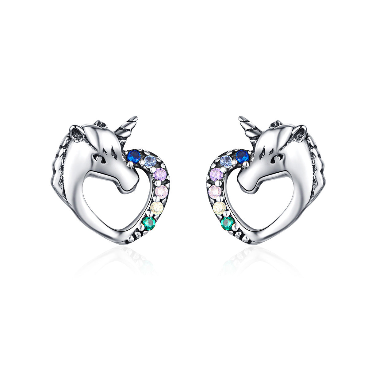 925 Sterling Silver Earrings with Oxidized Finish and Pavé Setting