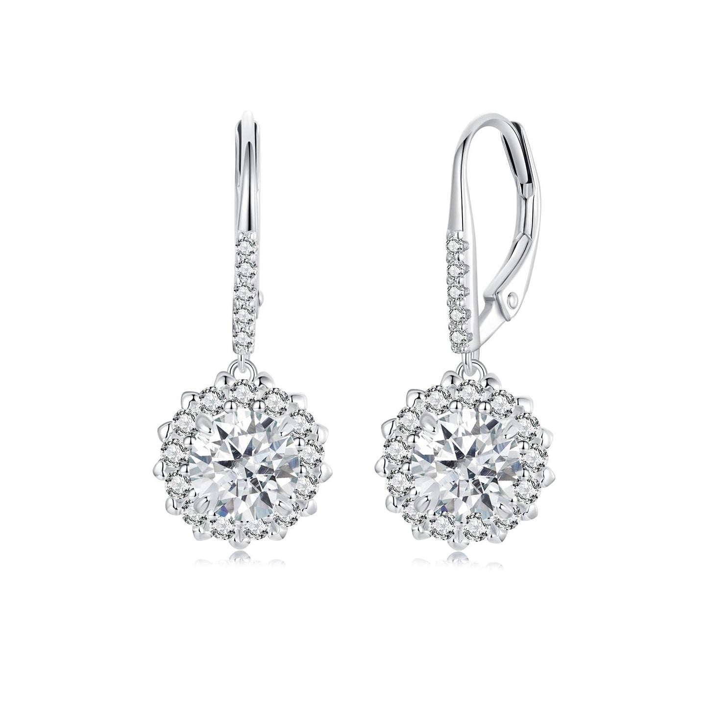 925 Sterling Silver Moissanite 1ct Earrings 26x11mm Pavé White Gold for Women