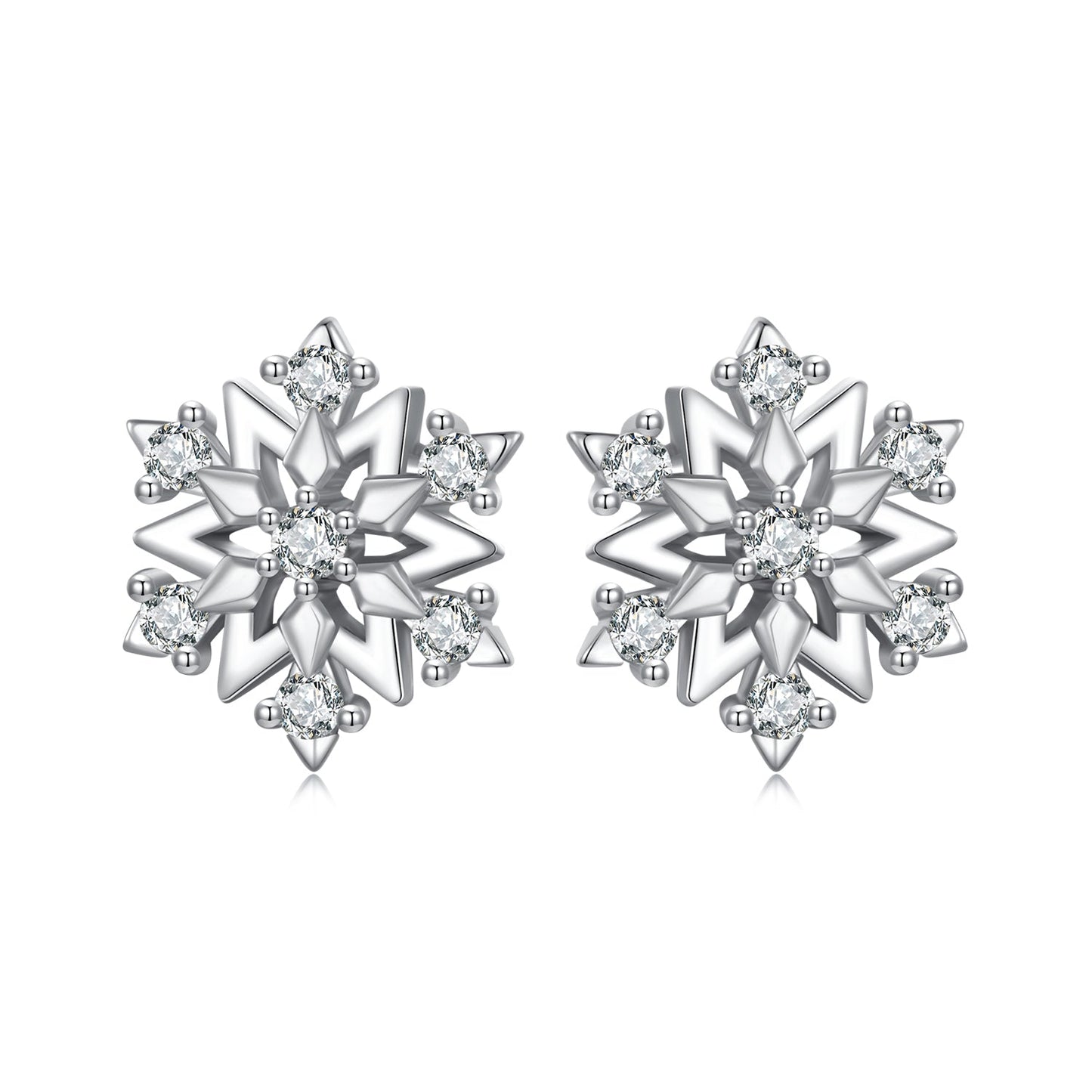 925 Sterling Silver Earrings with Pavé Setting CZ and White Gold Plating