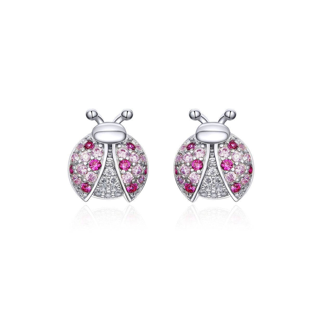 925 Sterling Silver Earrings with Pavé Setting CZ 1x0.9cm for Women