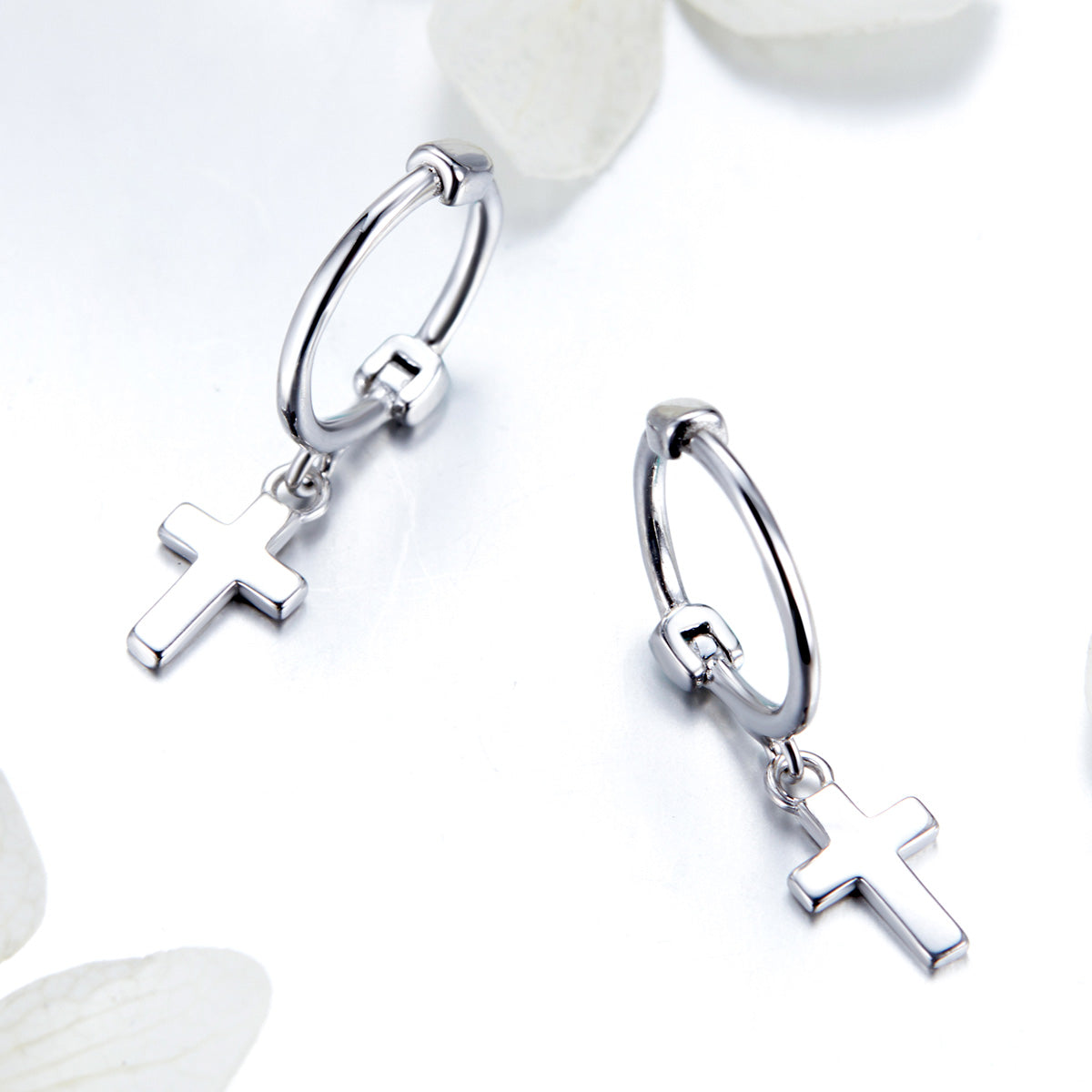 925 Sterling Silver Earrings Plated Platinum 1.9*0.5cm for Women