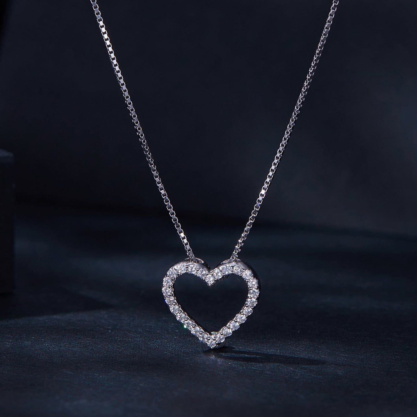 S925 Sterling Silver Necklace with Moissanite, 400mm + 50mm, Platinum Plated, Women