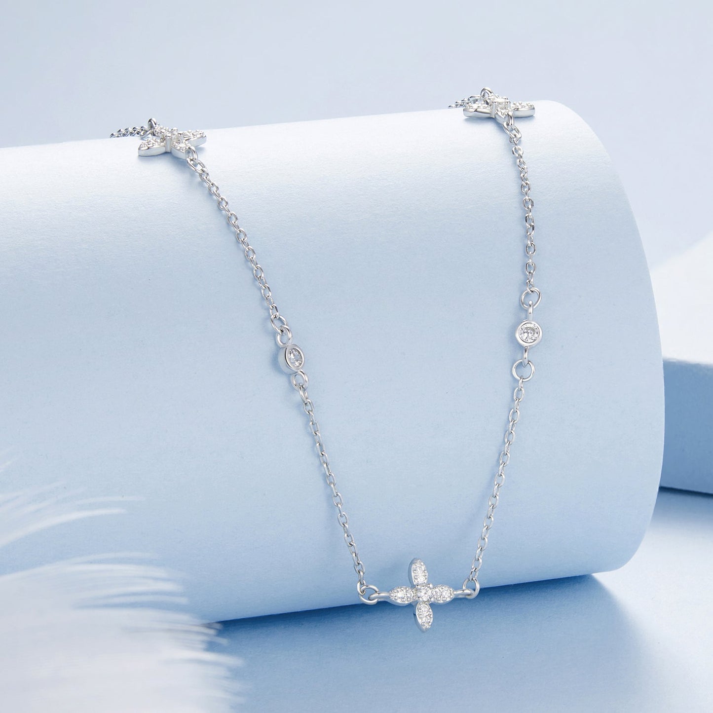 925 Sterling Silver White Gold Plated CZ Pendant Necklace for Women