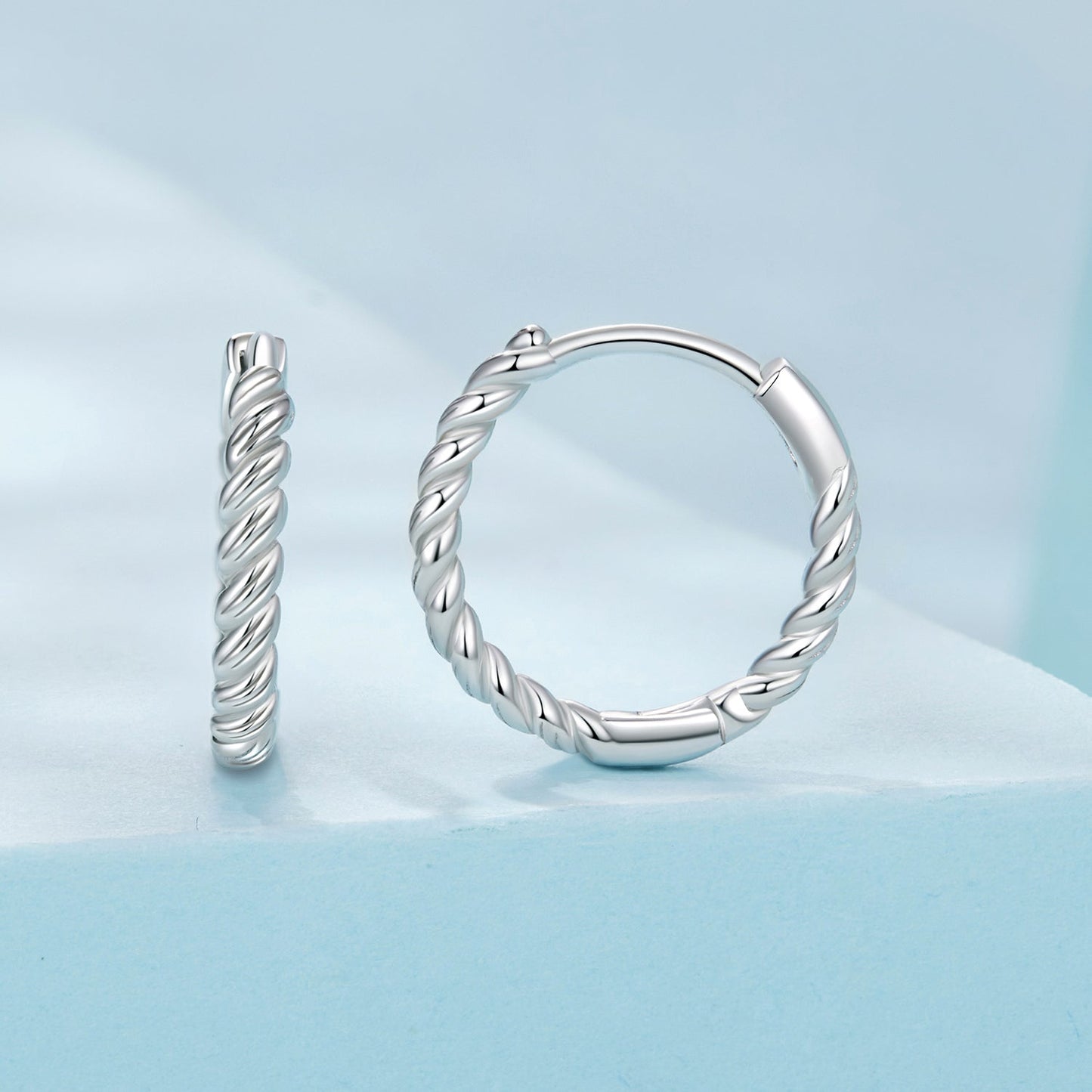 925 Sterling Silver Plated White Gold Earrings Size 1.4x0.2cm for Women