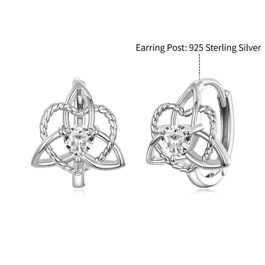 925 Sterling Silver White Gold Plated Pavé CZ 1.5x1.2cm Hoop Earrings for Women