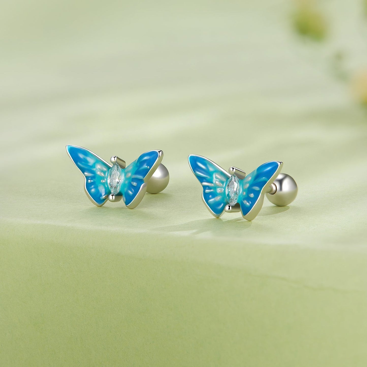 925 Sterling Silver Earrings with Enamel and CZ for Women