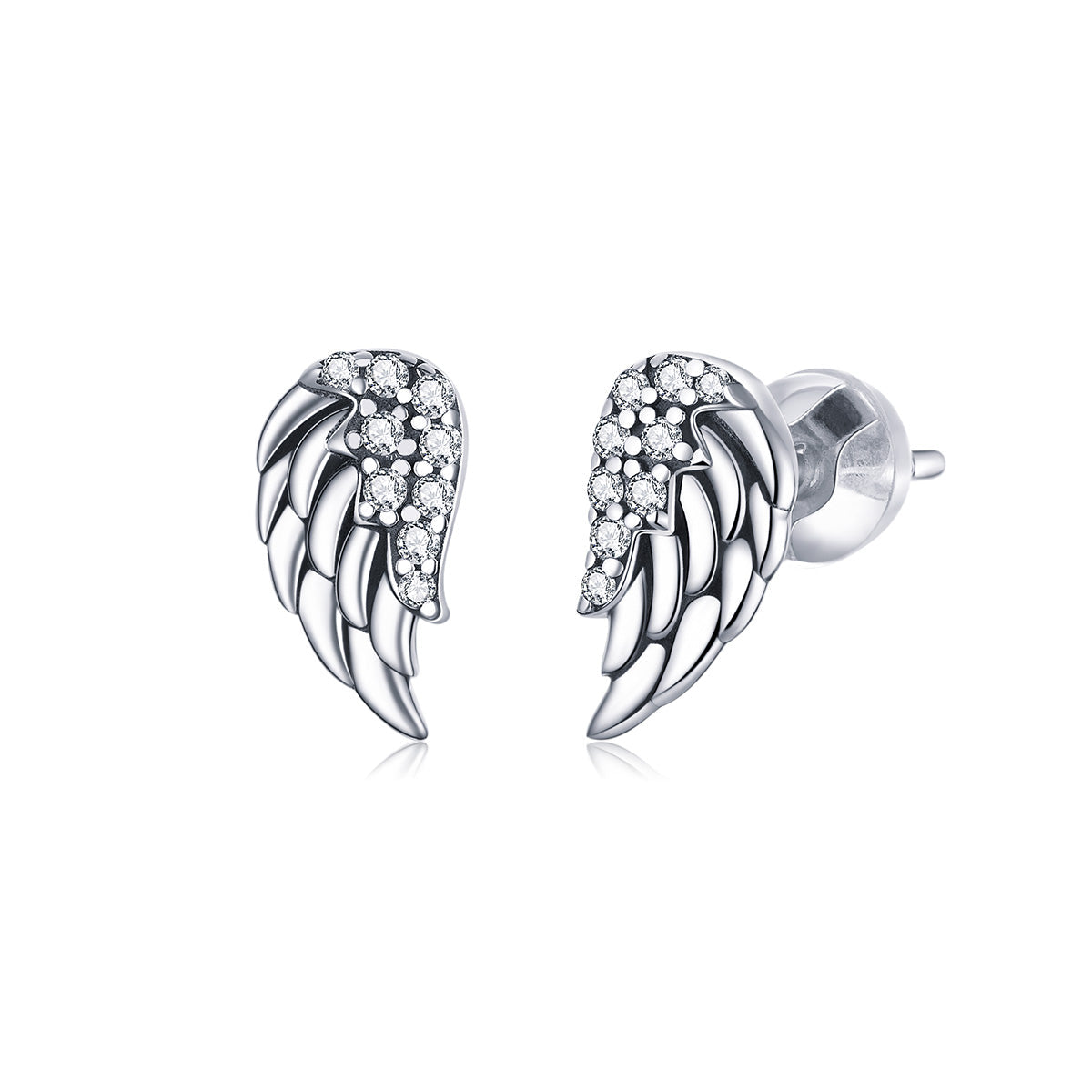 925 Sterling Silver Earrings with Pavé Setting CZ - 1.1x0.6cm
