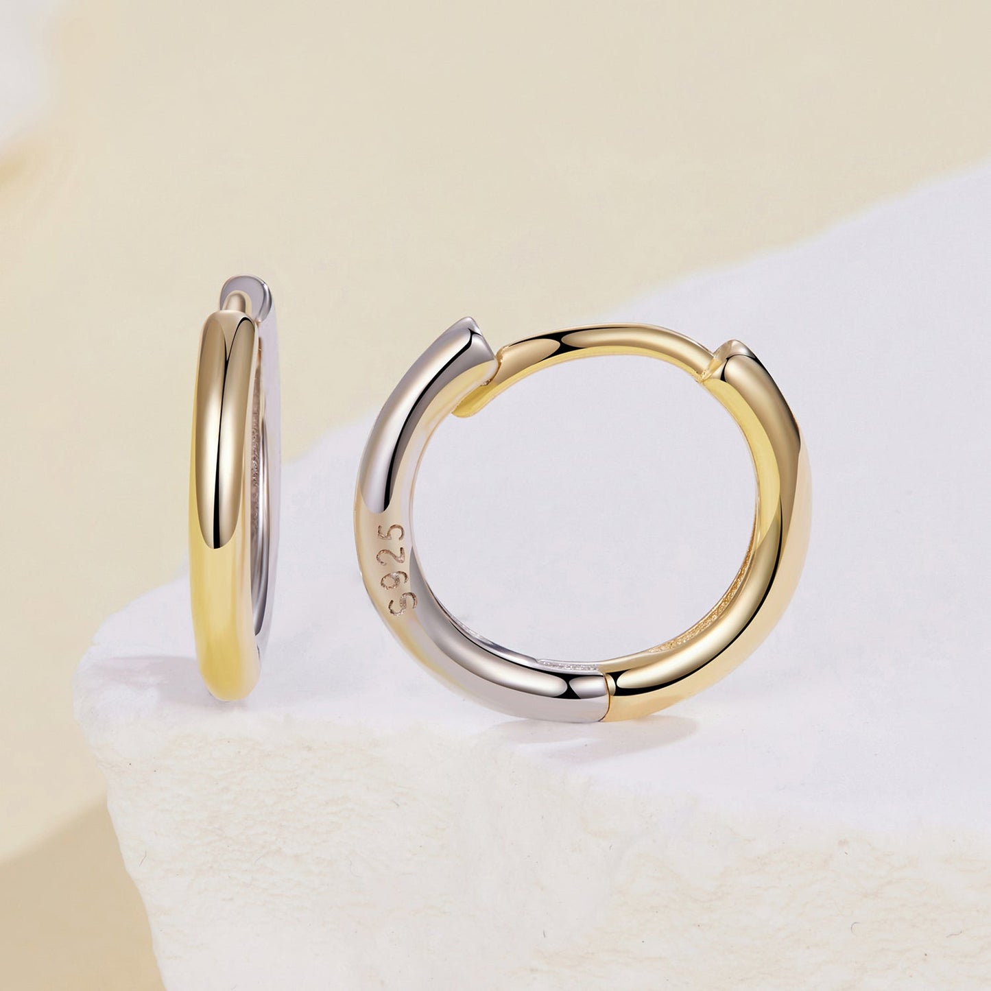 925 Sterling Silver Earrings for Women - 1.3x0.2cm, Plated White Gold