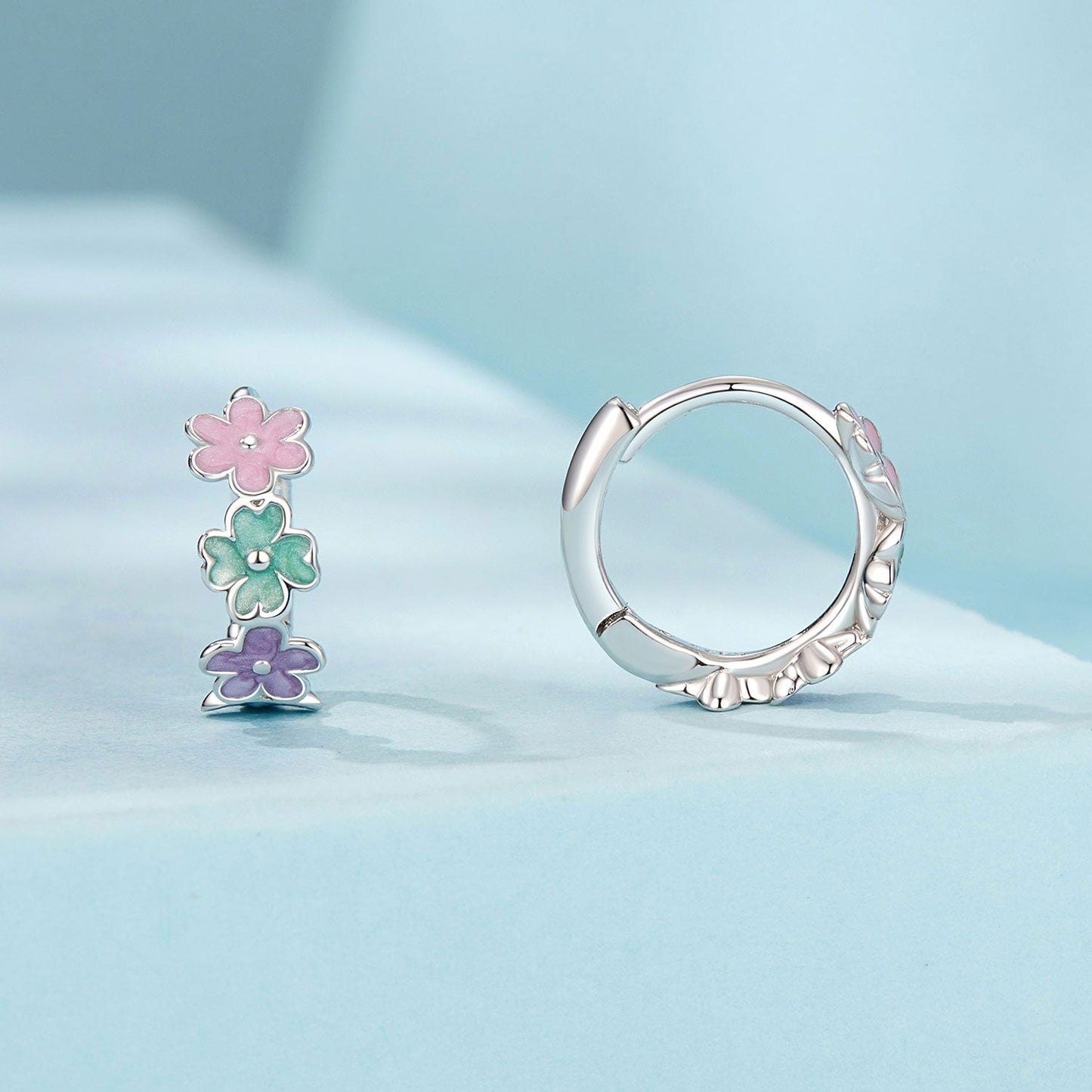925 Sterling Silver Enamel White Gold Plated Earrings for Women