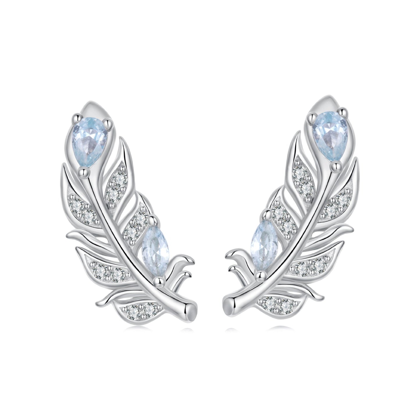 925 Sterling Silver Earrings with Pavé Setting CZ and White Gold Plating